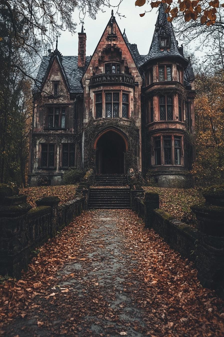 gothic architecture vampire house manor in a dark forest 1