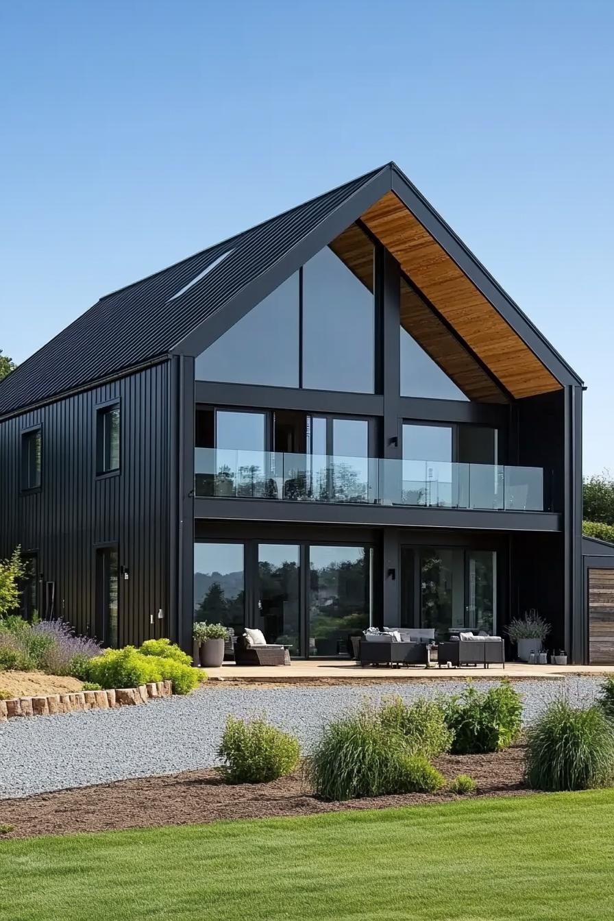 Stylish barn-inspired home with large windows