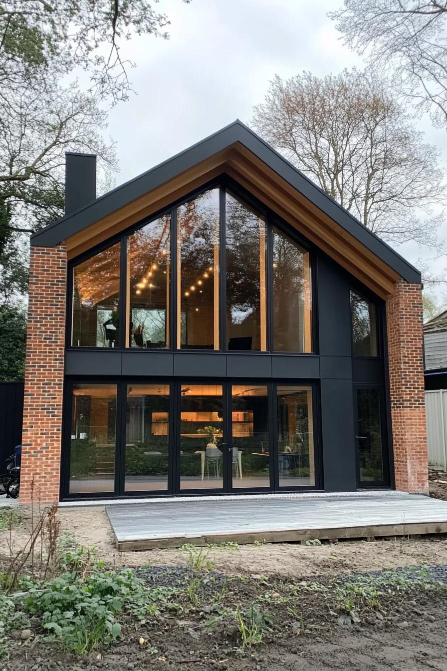 Contemporary gable house with large glass windows