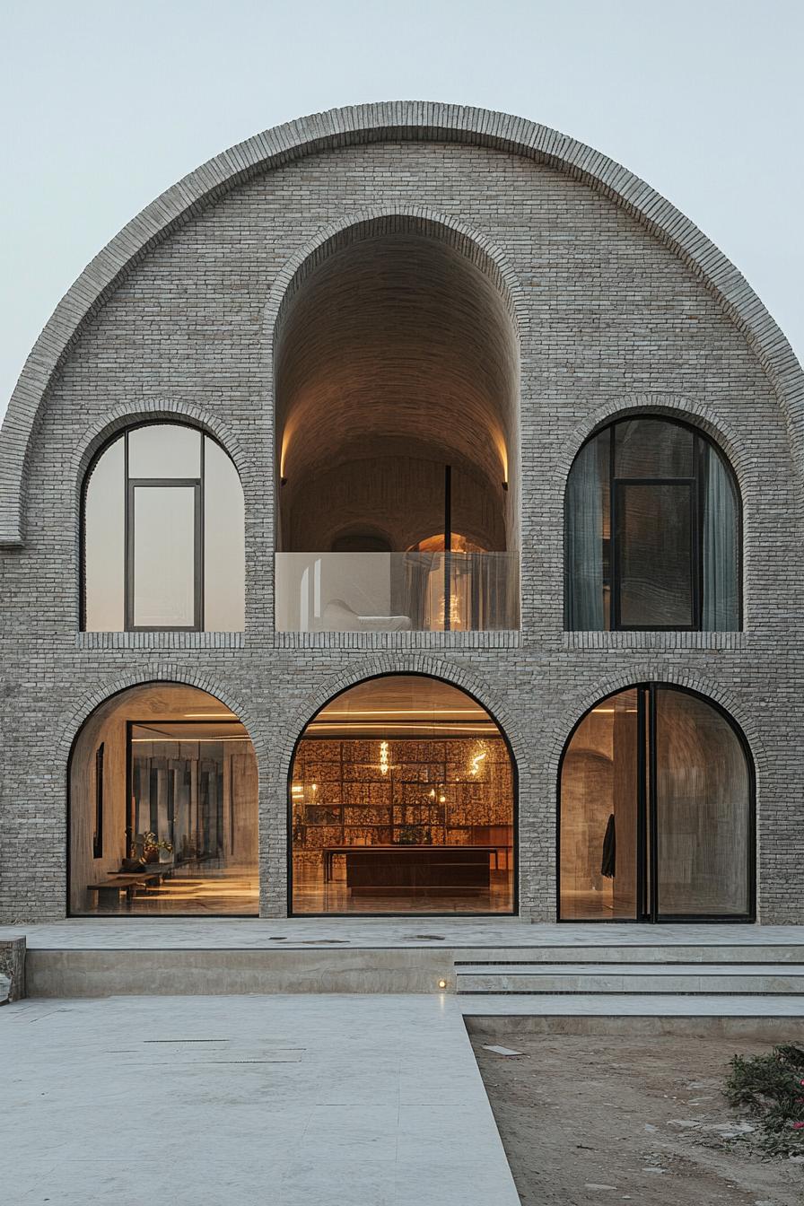 Stylish brick house with arched windows