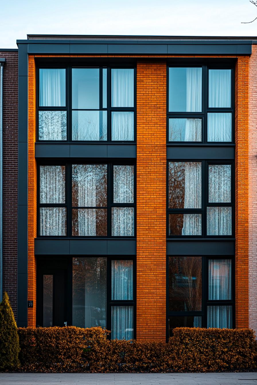 Modern brick facade with large windows