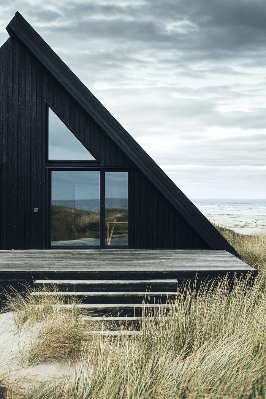 a frame house facade with charred timber cladding stunning Nordic landscape 3