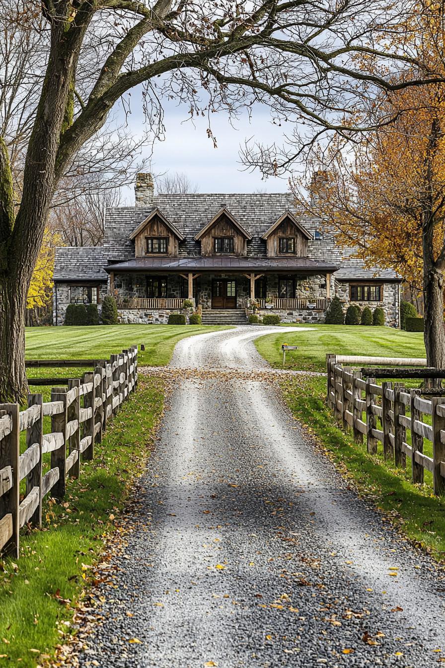 Charming farmhouse with gravel driveway