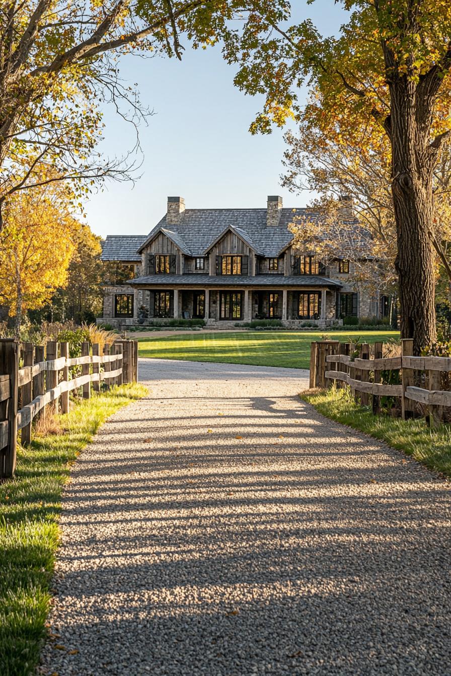 Charming estate with stone façade and covered porch