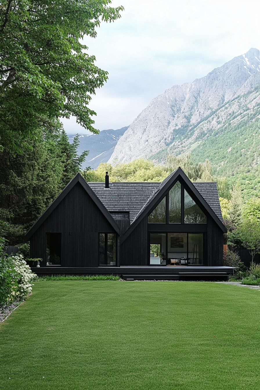 Chic Scandinavian house with mountain backdrop