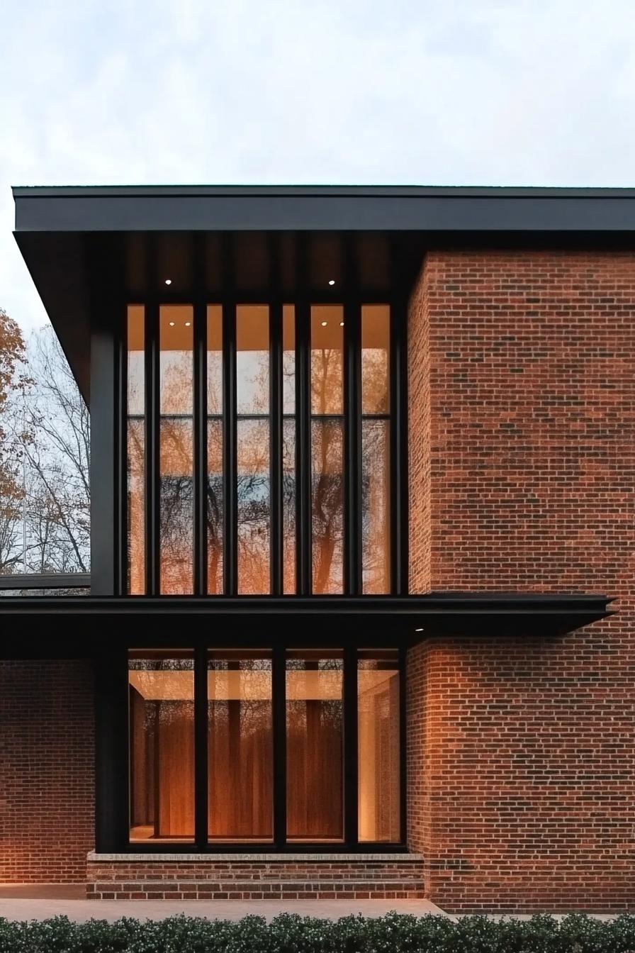 Brick house with large vertical windows and sleek design