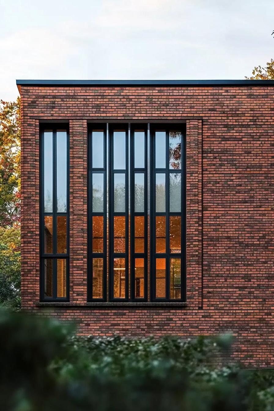 Contemporary brick house with tall windows