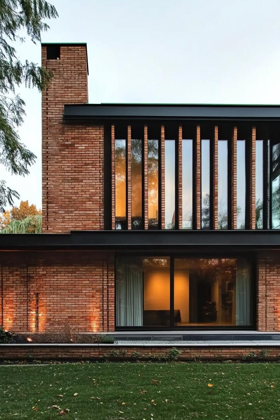 Modern brick facade with vertical window slits