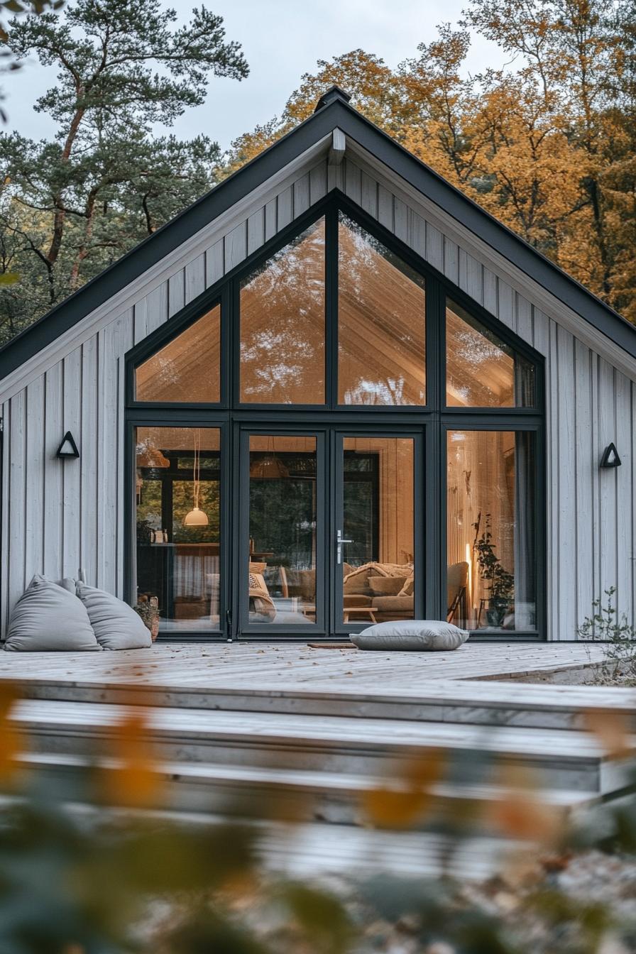 Modern barn house with large glass windows