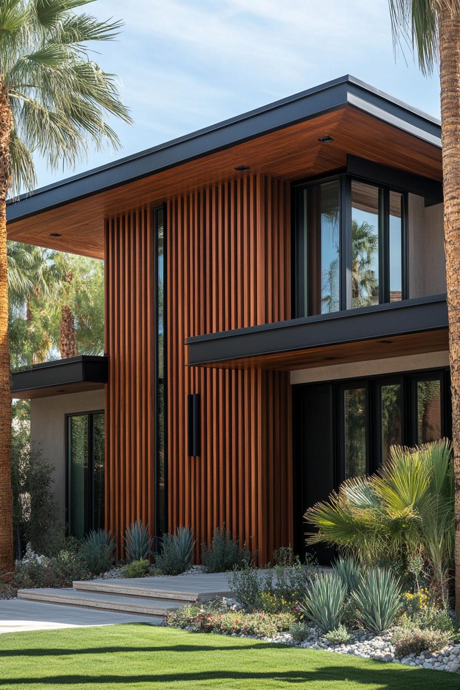 Modern wooden facade with sleek lines