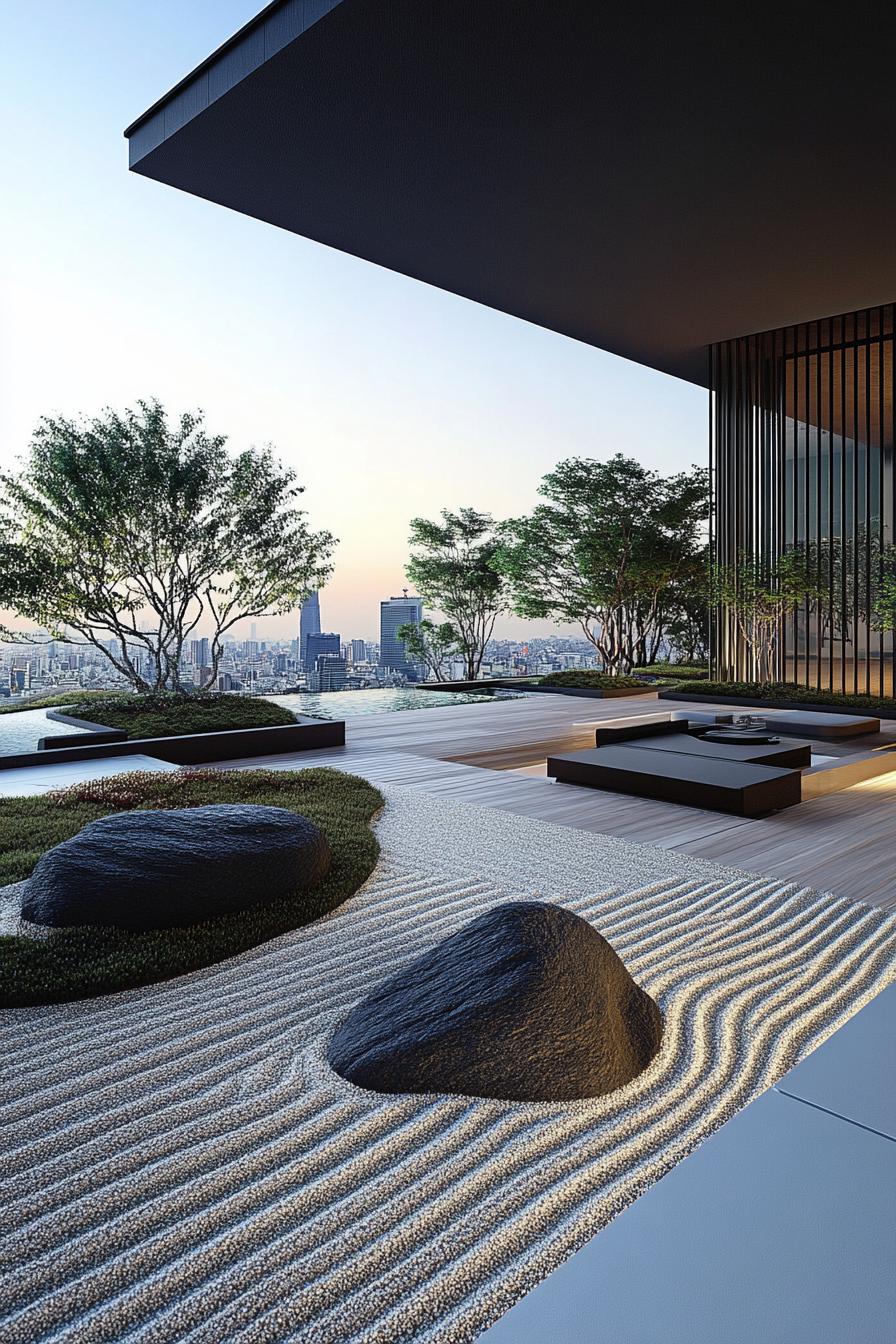 modern rooftop terrace with zen garden 1