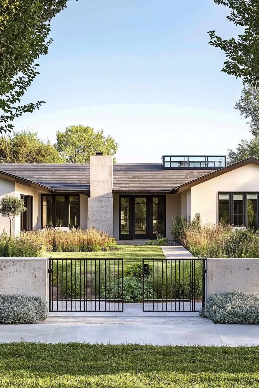 Contemporary house with lush greenery and a welcoming entryway