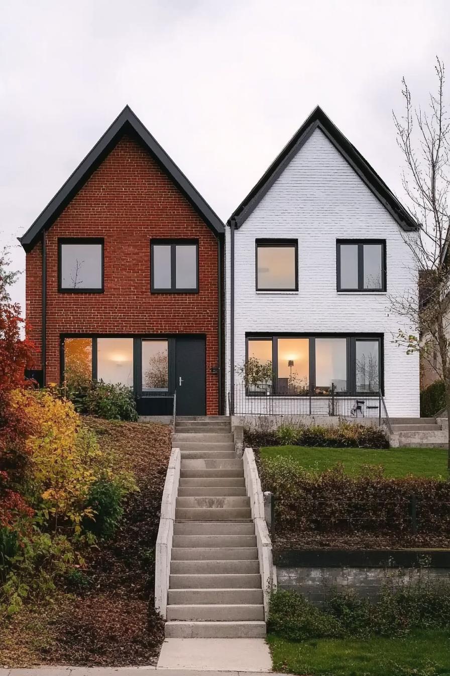 Two Gable Houses Side by Side