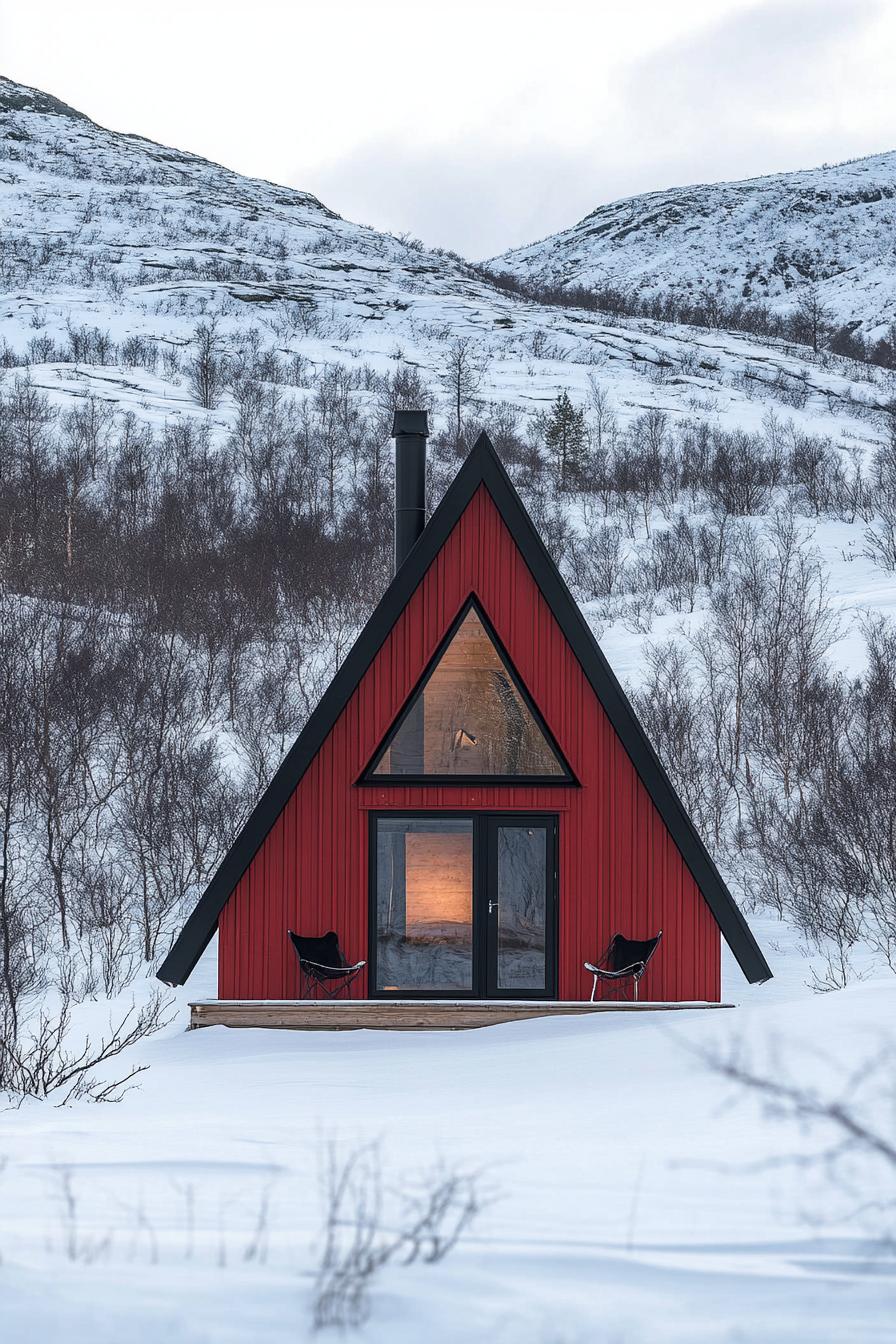 A-Frame Cabin Nestled in Snowy Landscape