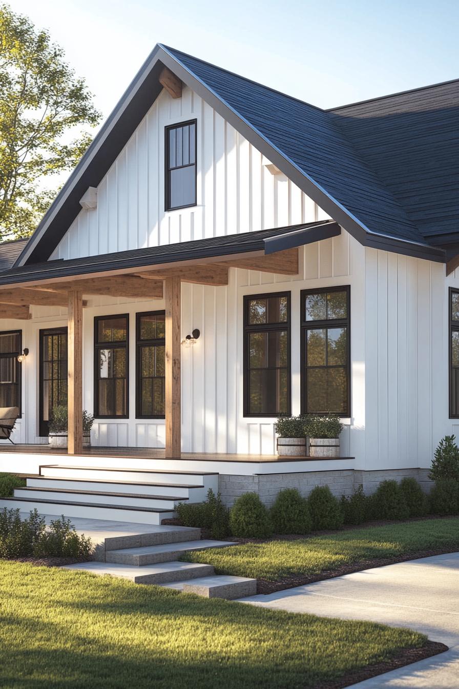 Charming one-story white house with a cozy porch