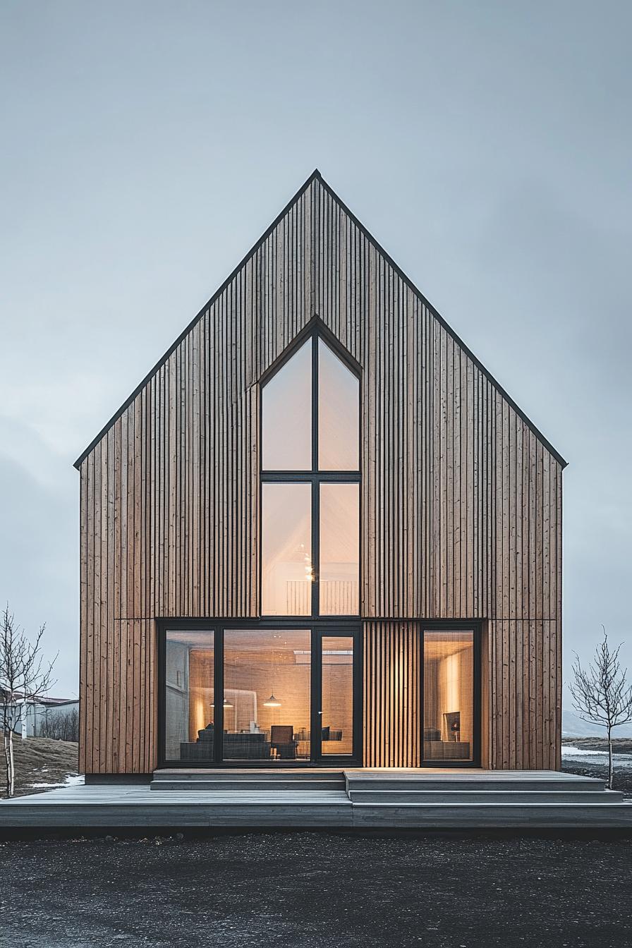 Modern timber-clad house with large windows