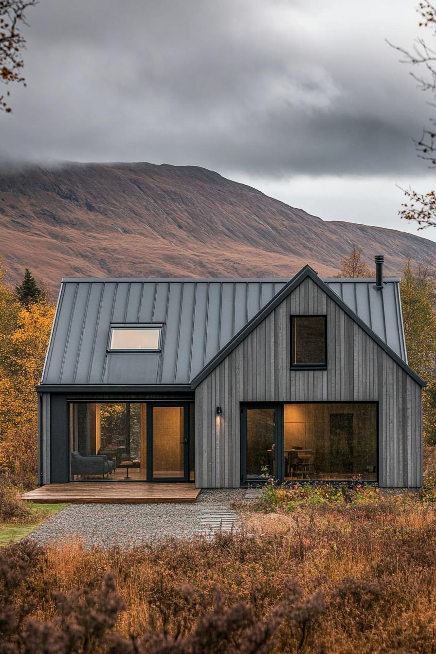 Modern Scandinavian house with wooden facade and large windows