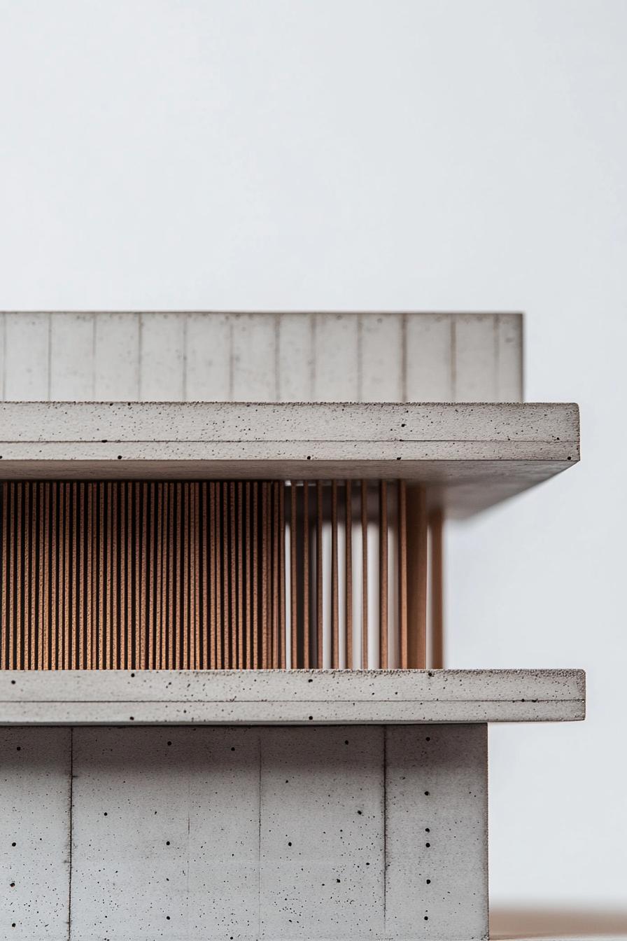 concrete and wood house architecture model geometric concrete facade with slatted wood panels 2