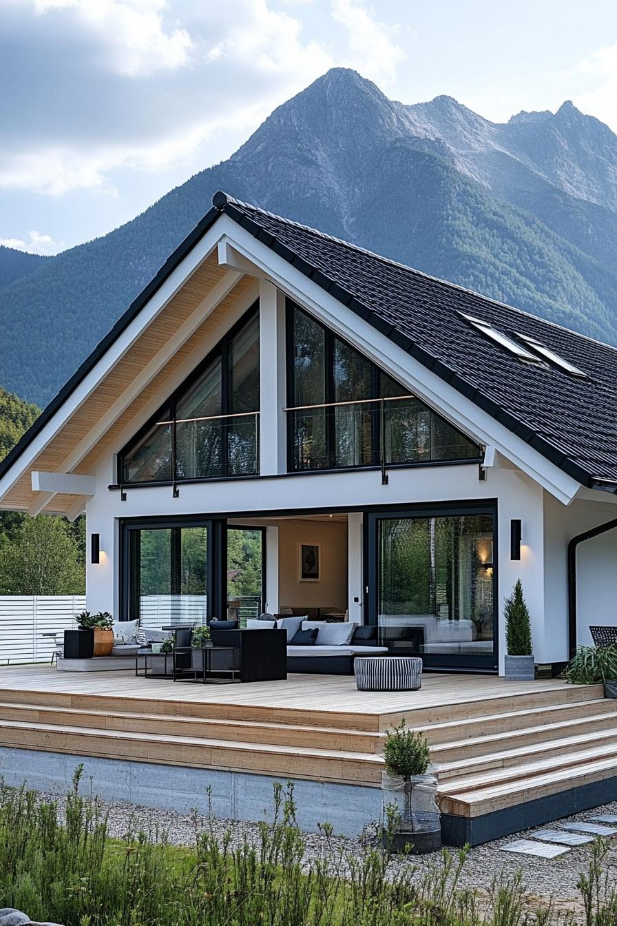 Cozy mountain house with expansive windows