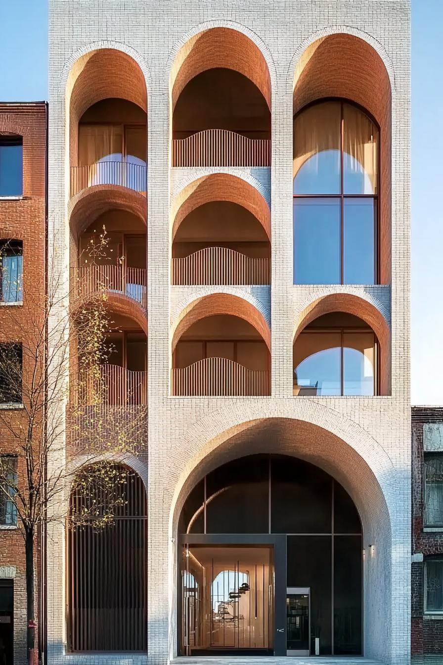 modern residential building facade with arched frame 1