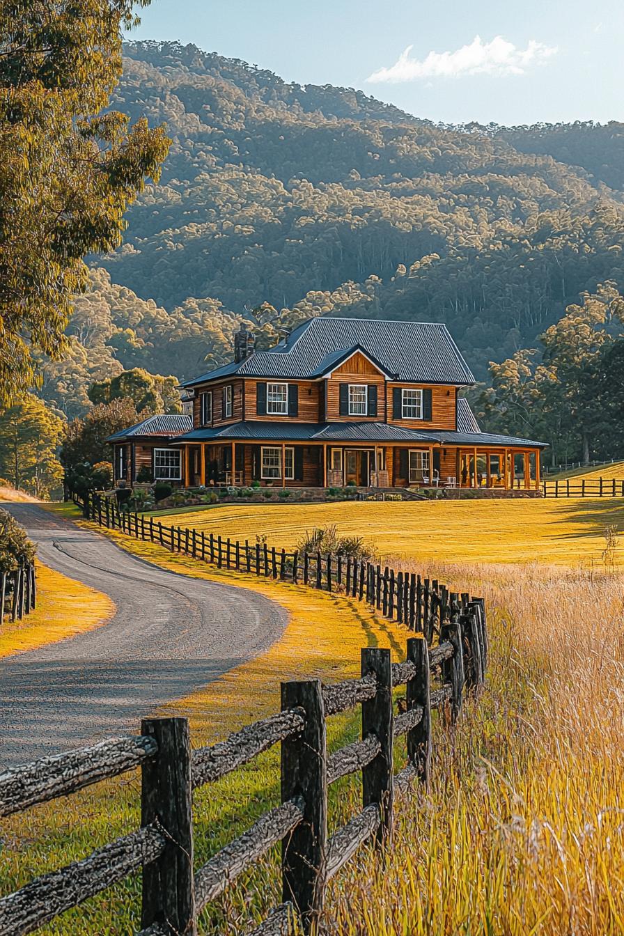 Charming wooden farmhouse in lush rural setting