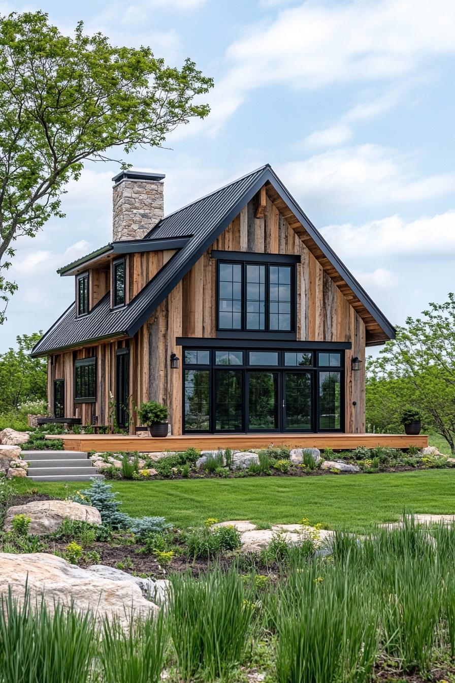 Charming house with large windows and wooden facade