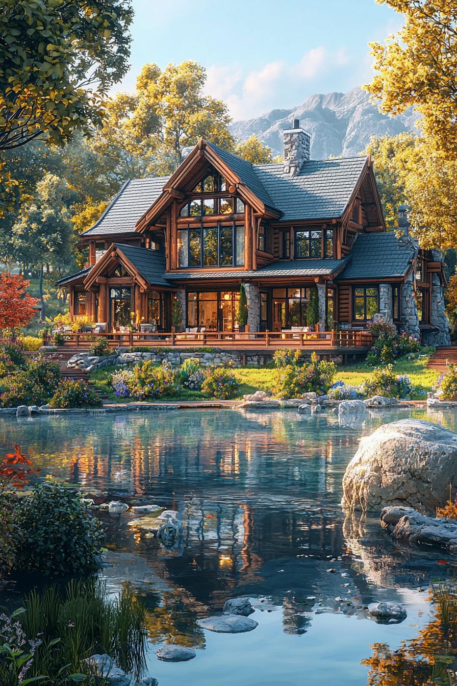 Charming log cabin by a serene pond