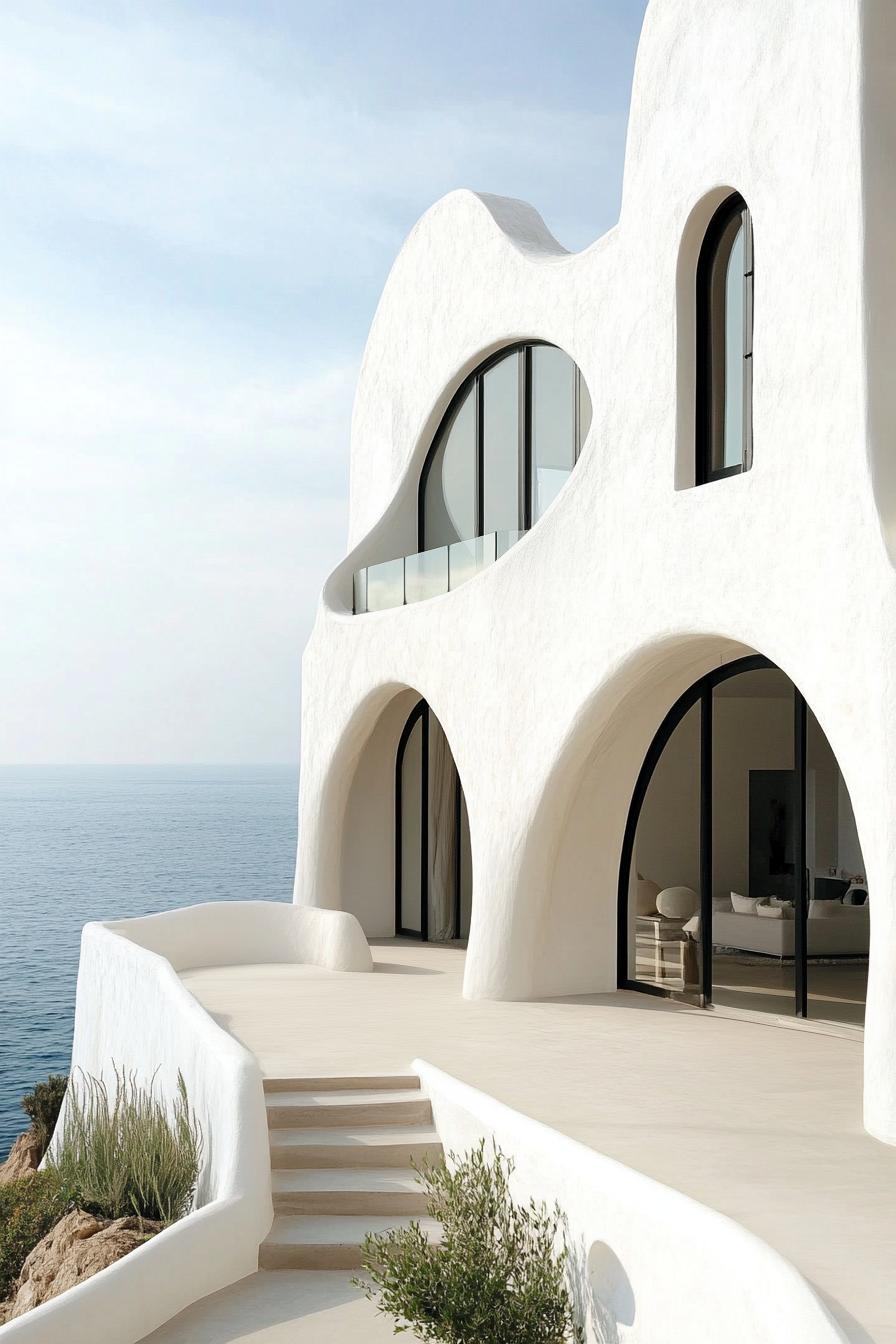 mediterranean modern white willa with arched windows and doorways seaside landscape v 6.1