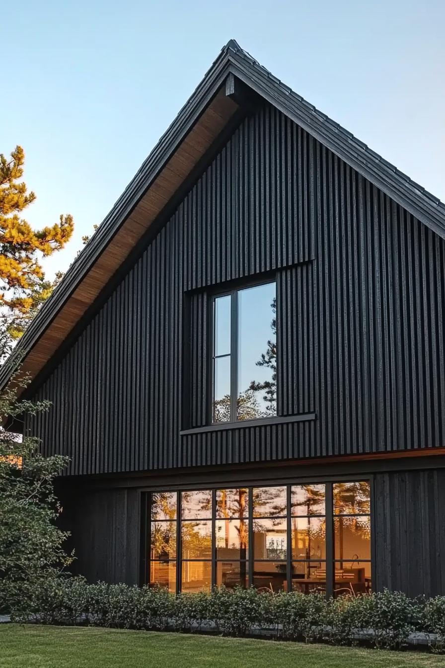 Modern barn house with dark timber and expansive windows