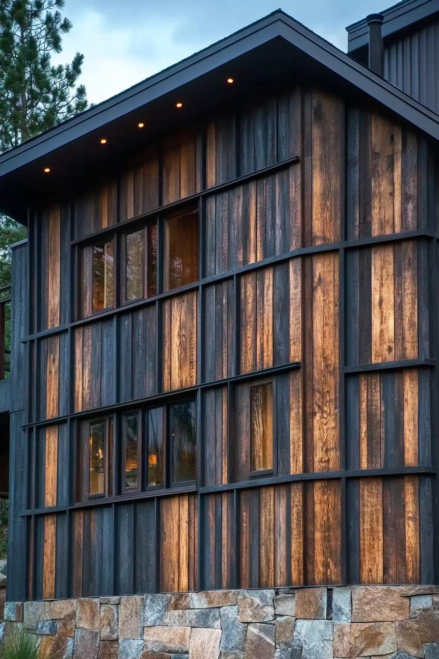 Wooden facade with unique lighting