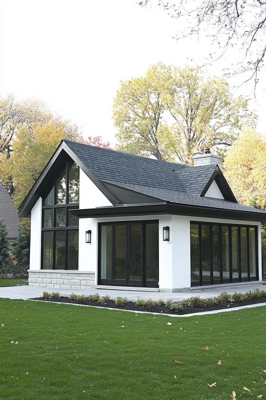 Sleek one-story home with large windows