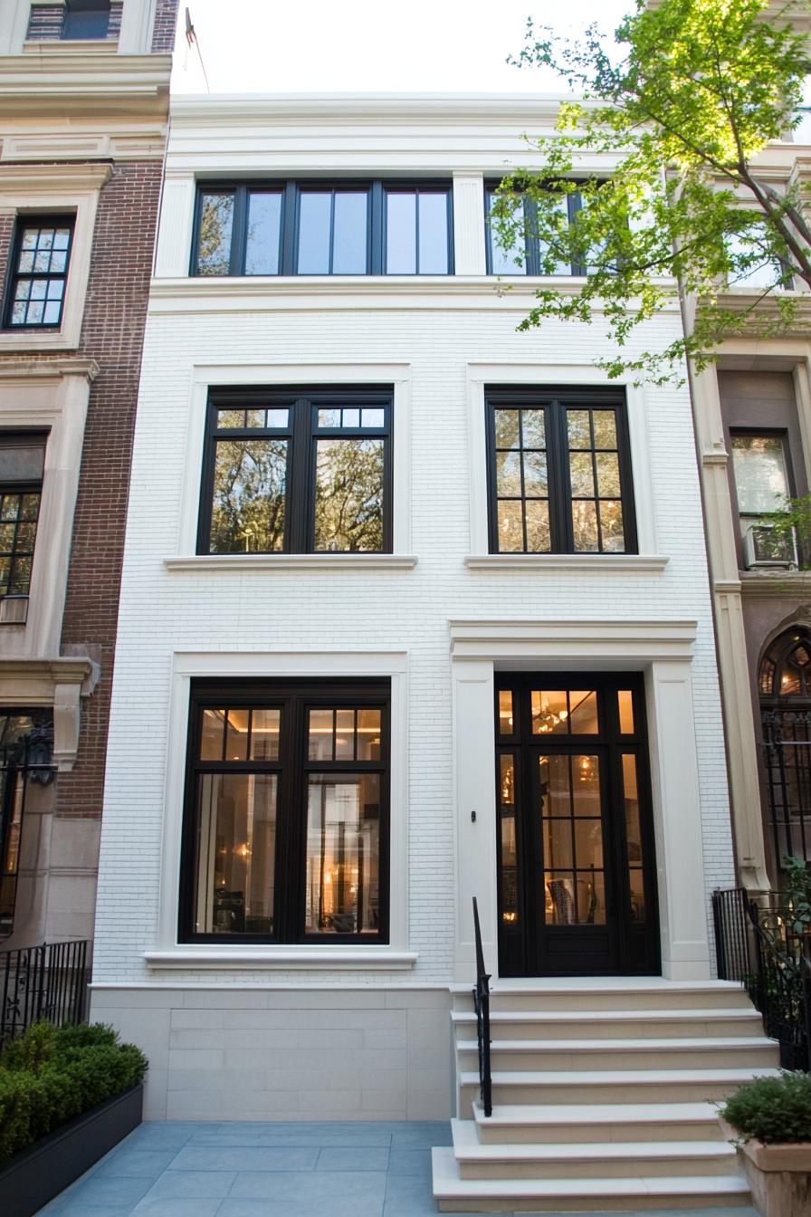 modern white brick townhouse with modern windows in white trim v 6.1