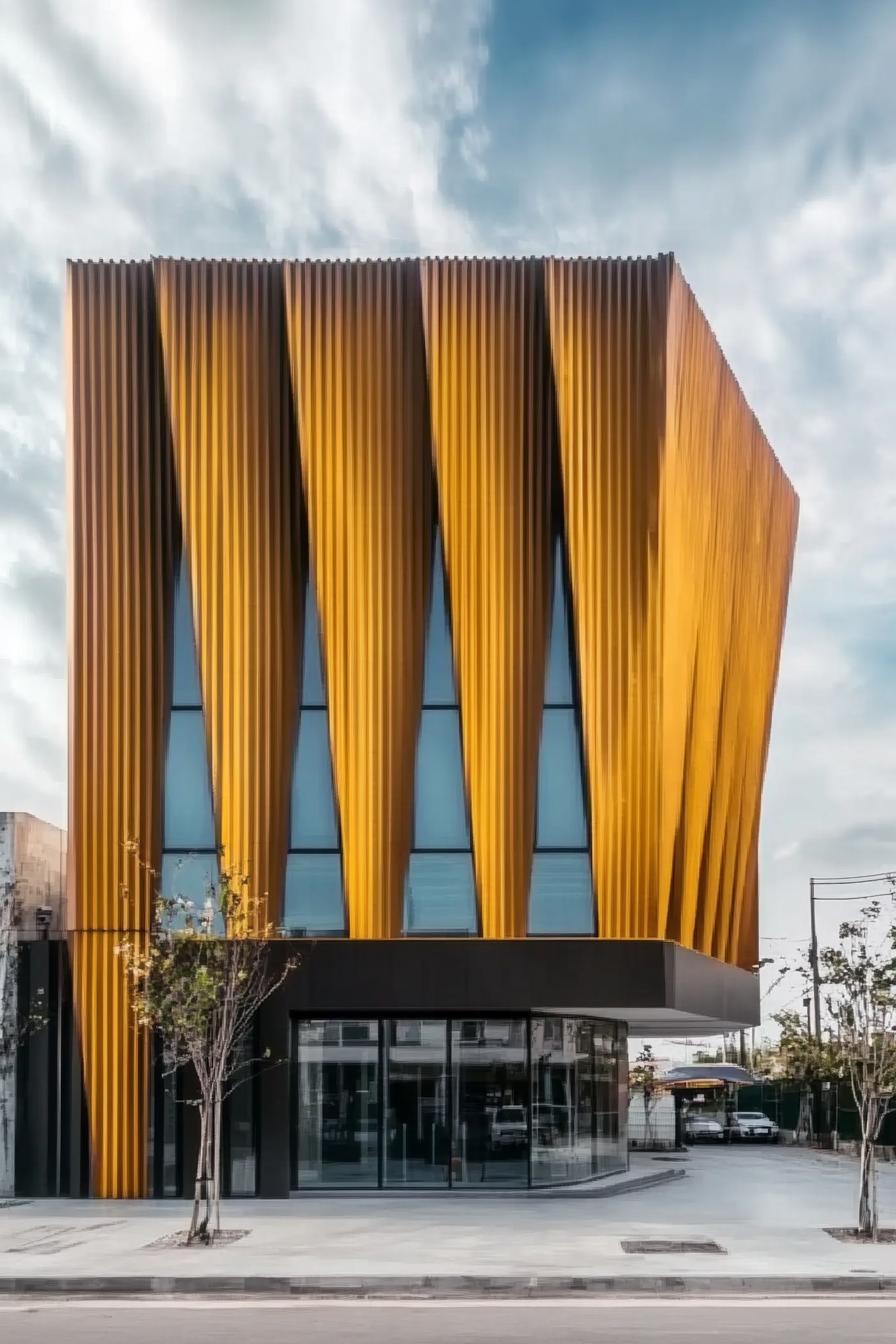 modern building facade architecture with color metal folded sheets 1