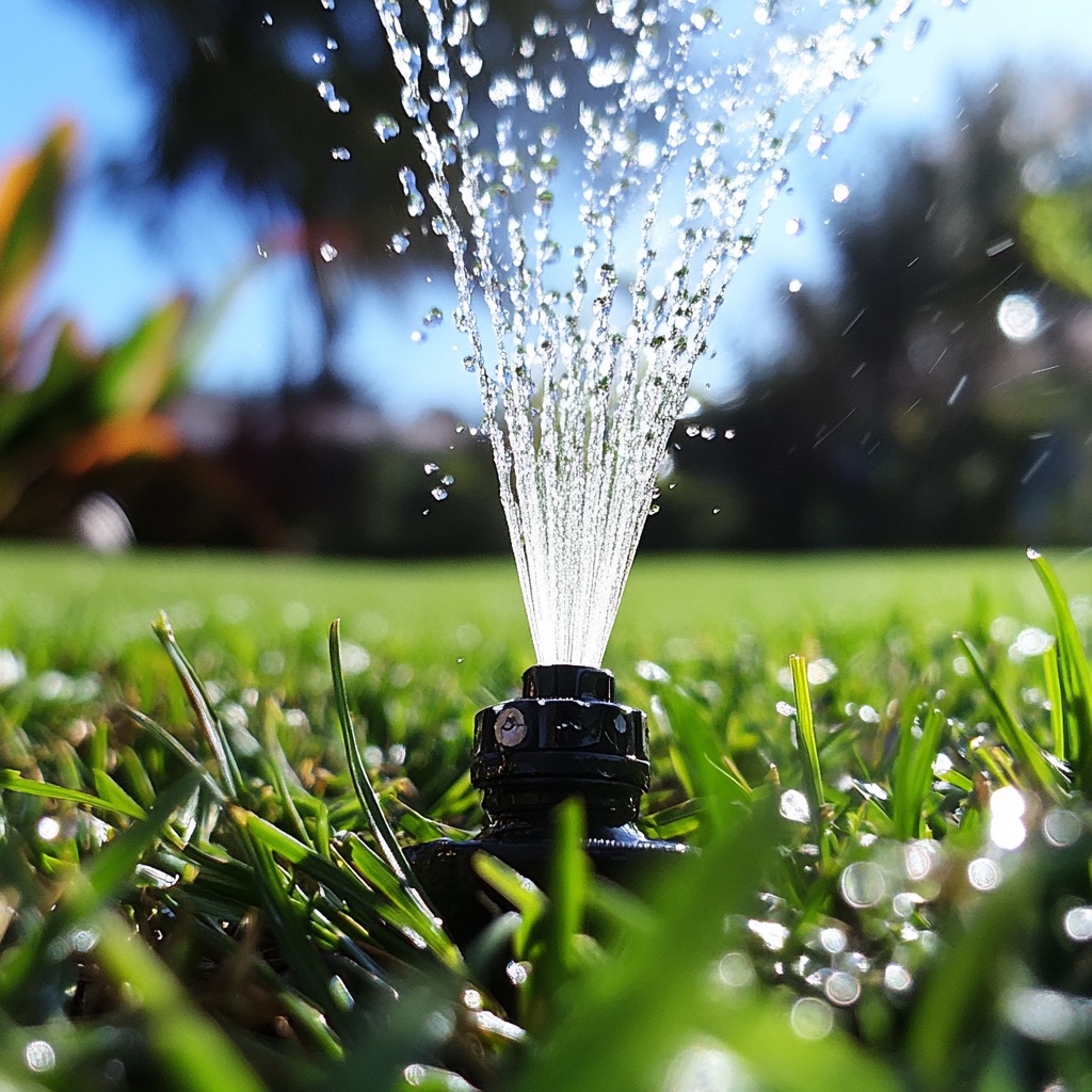 lawn sprinkler working