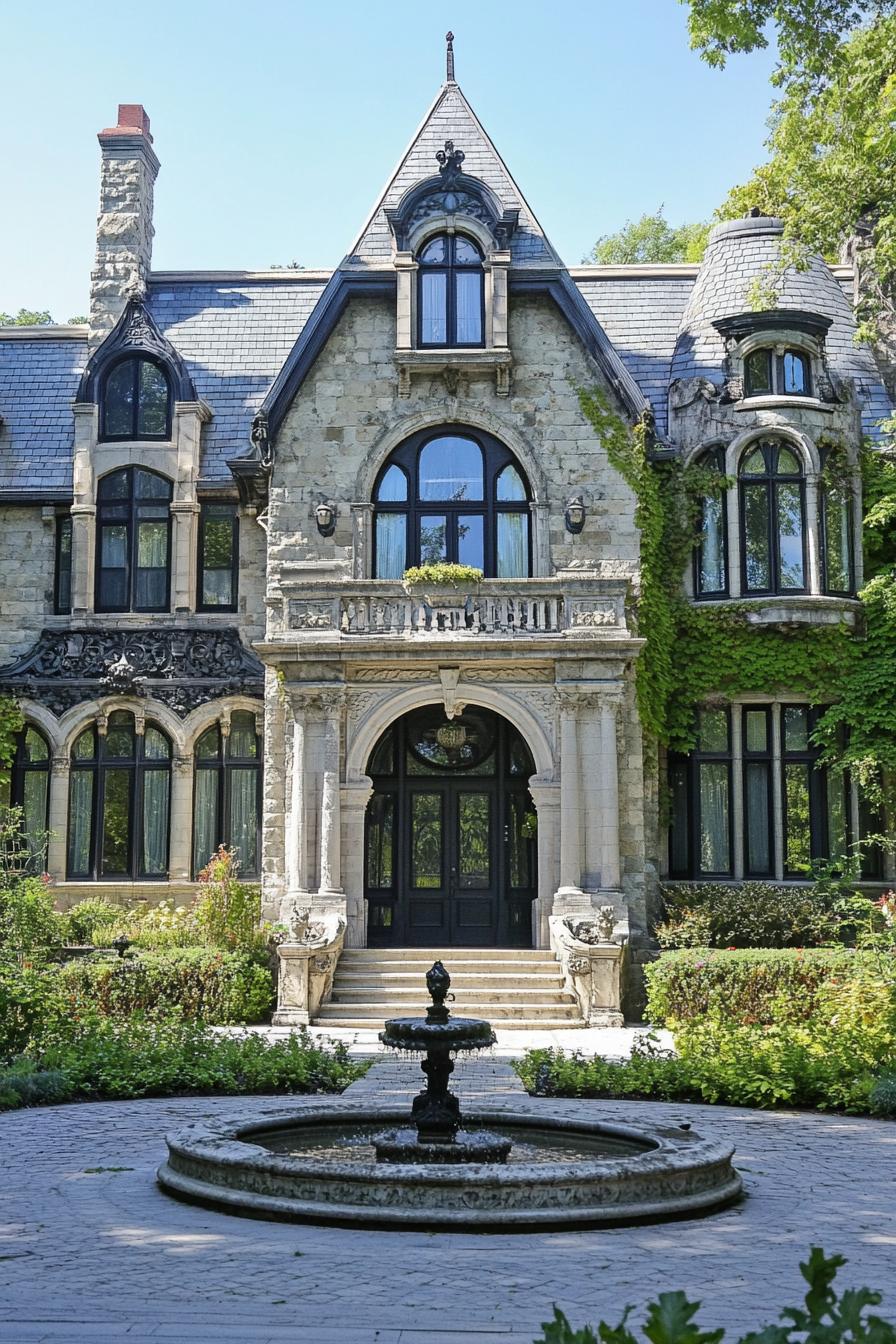 Elegant stone mansion with ornate details