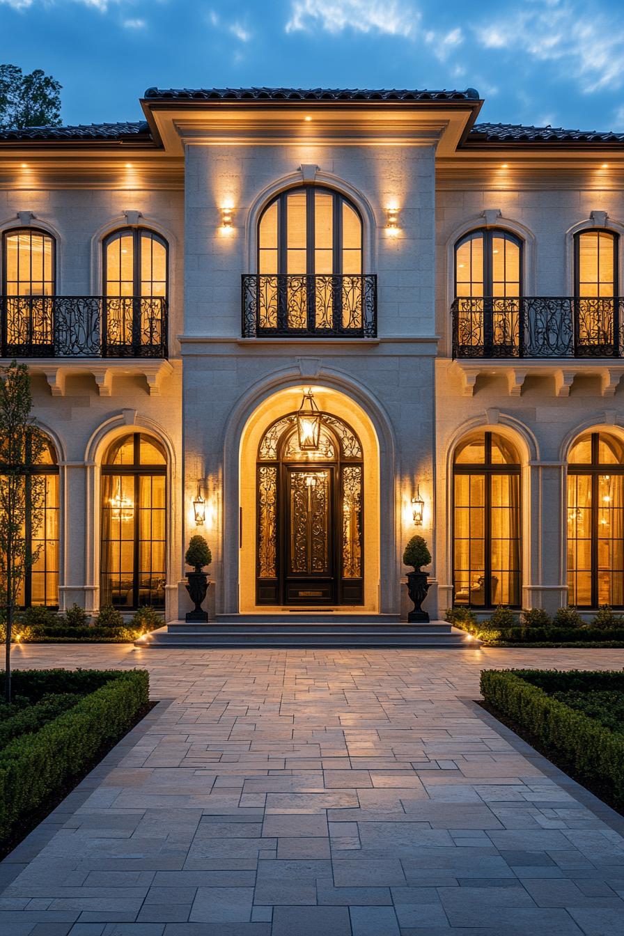 Luxury home with arches and glowing lights