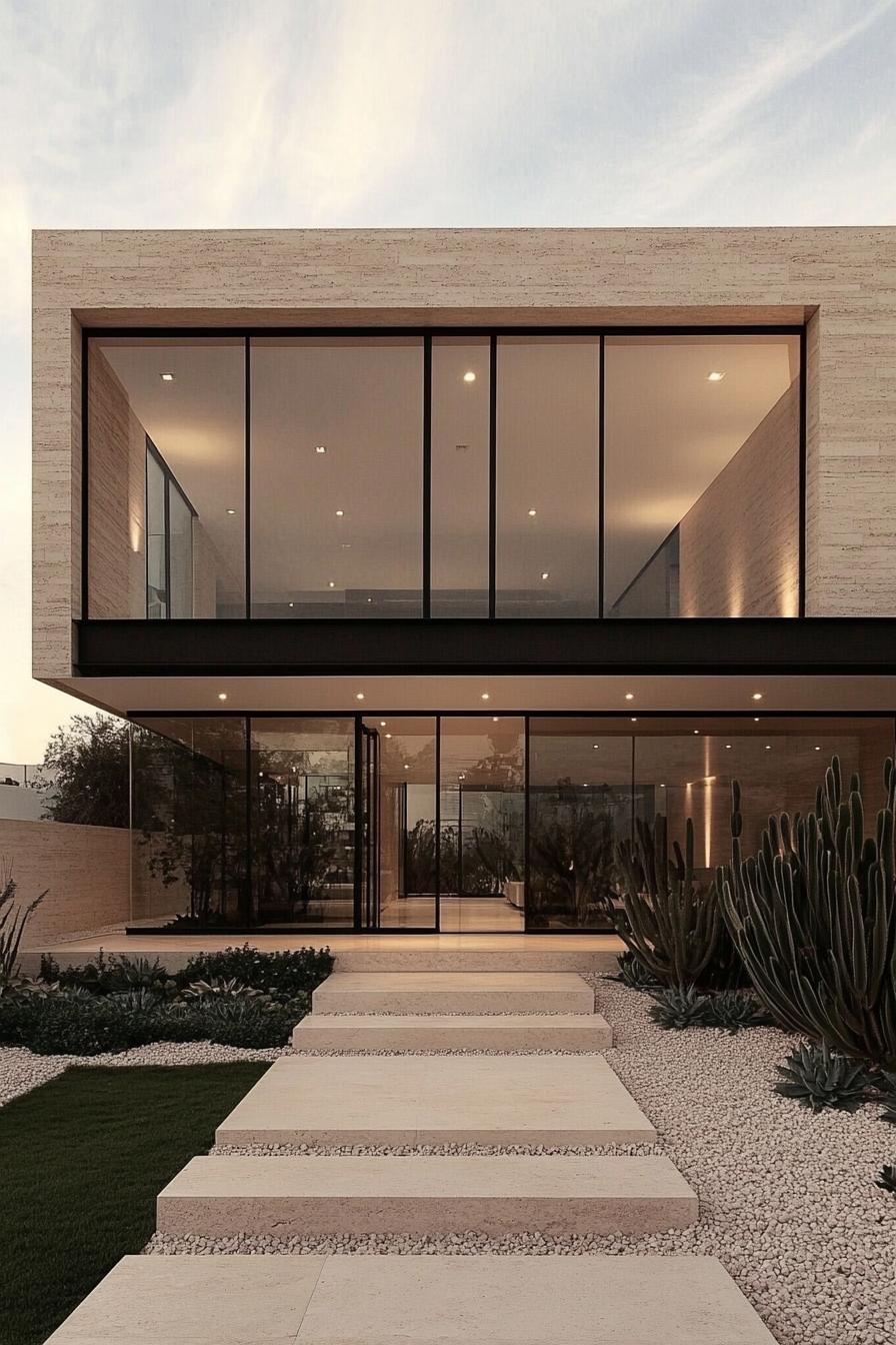 Sleek modern house with large glass windows