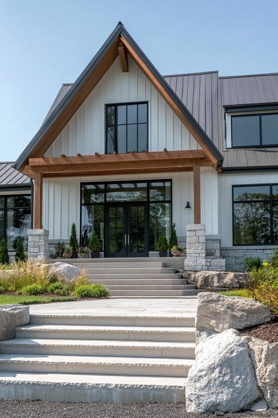 Beautiful contemporary house with stone and wood accents