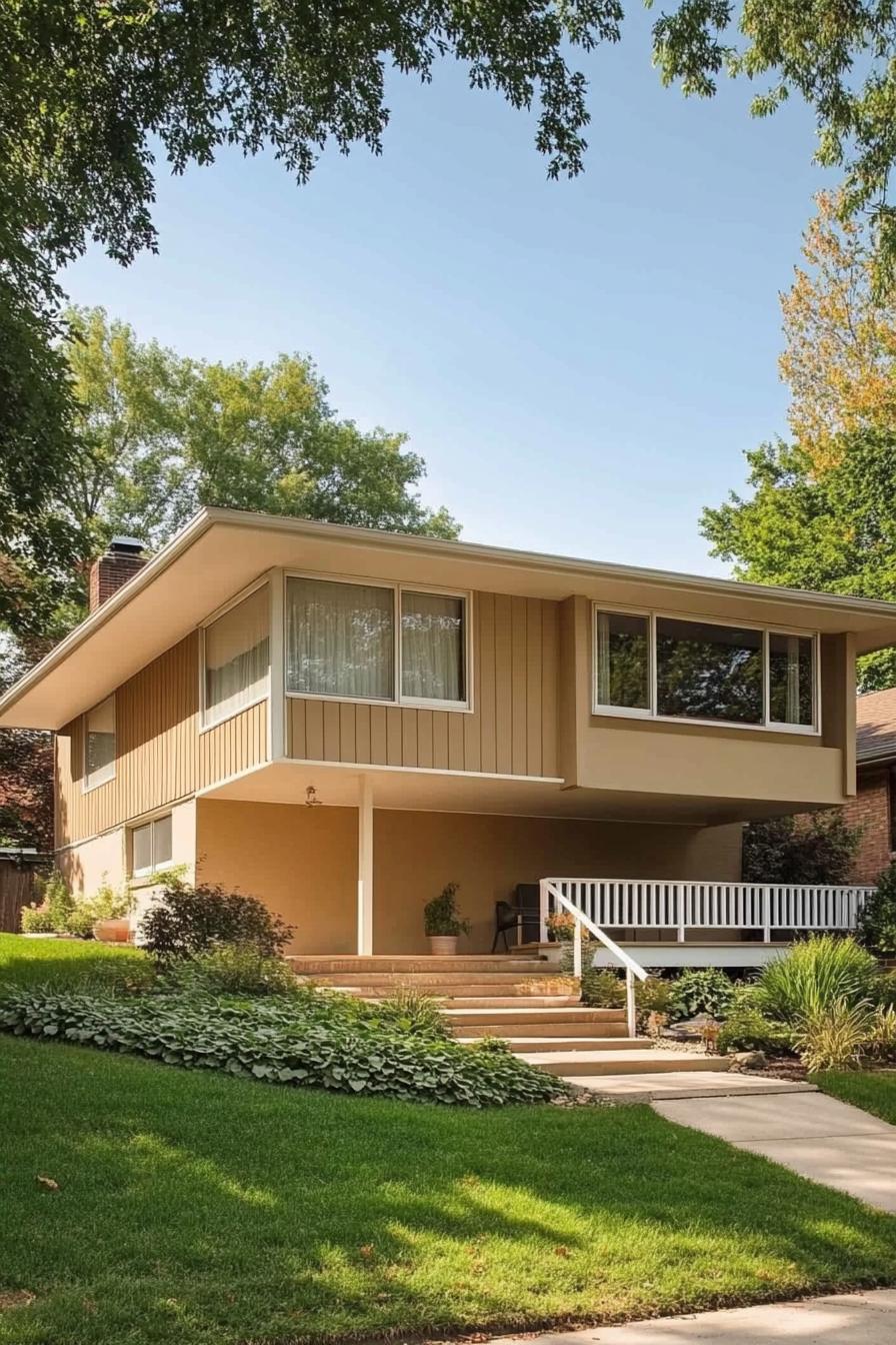 Stylish split level house with a spacious front yard