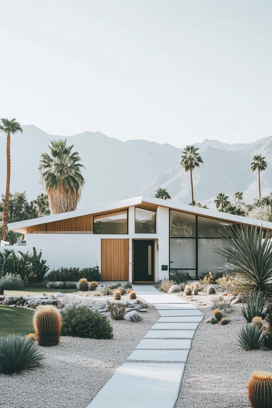 Mid-century house with mountains in the background