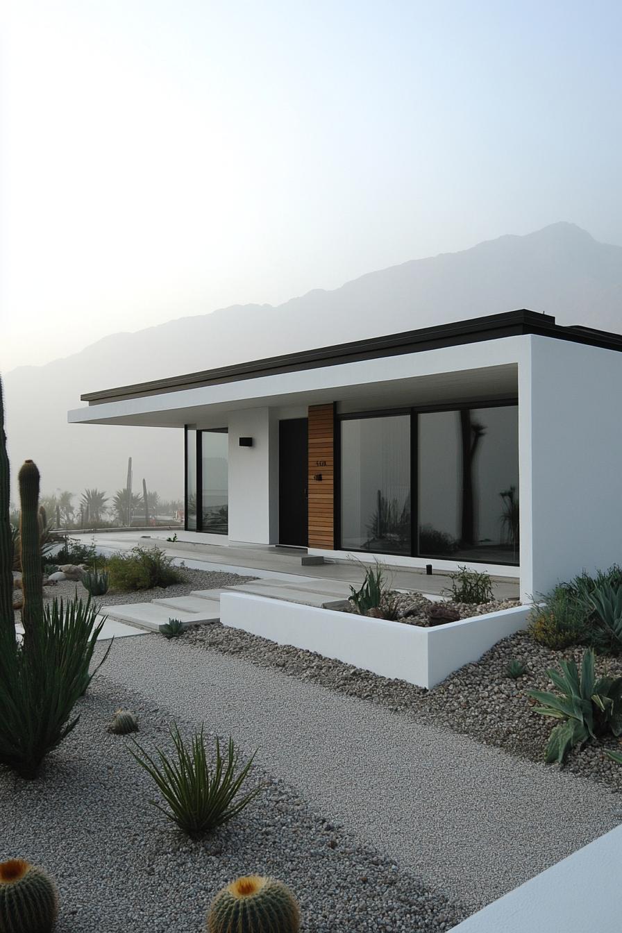 Mid-century modern house with mountains in the background