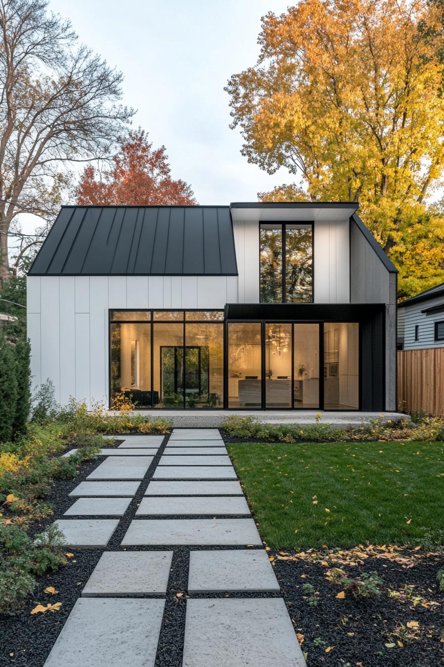 Chic house with black panels and large windows