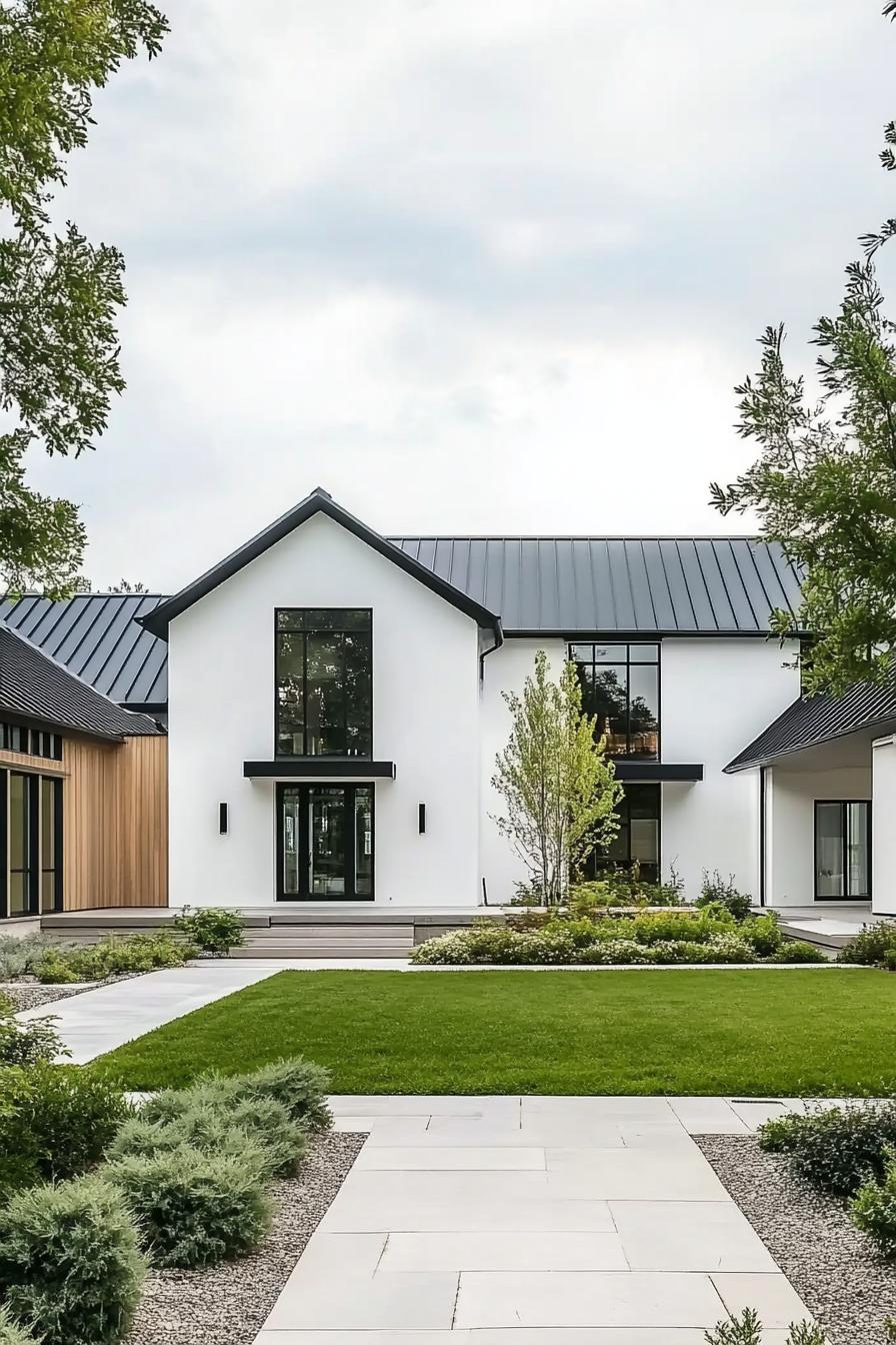 Modern house with clean lines and lush greenery