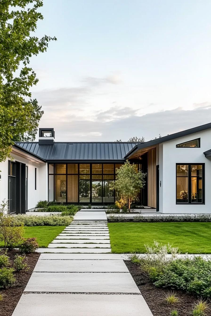 Modern house surrounded by autumn landscape