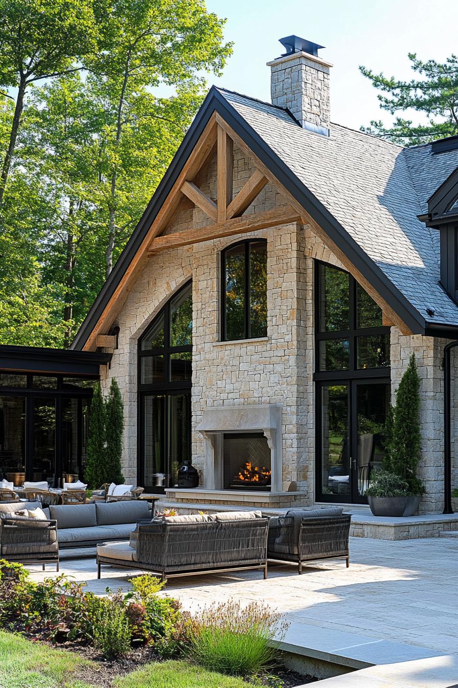 Exquisite stone barn with cozy outdoor seating