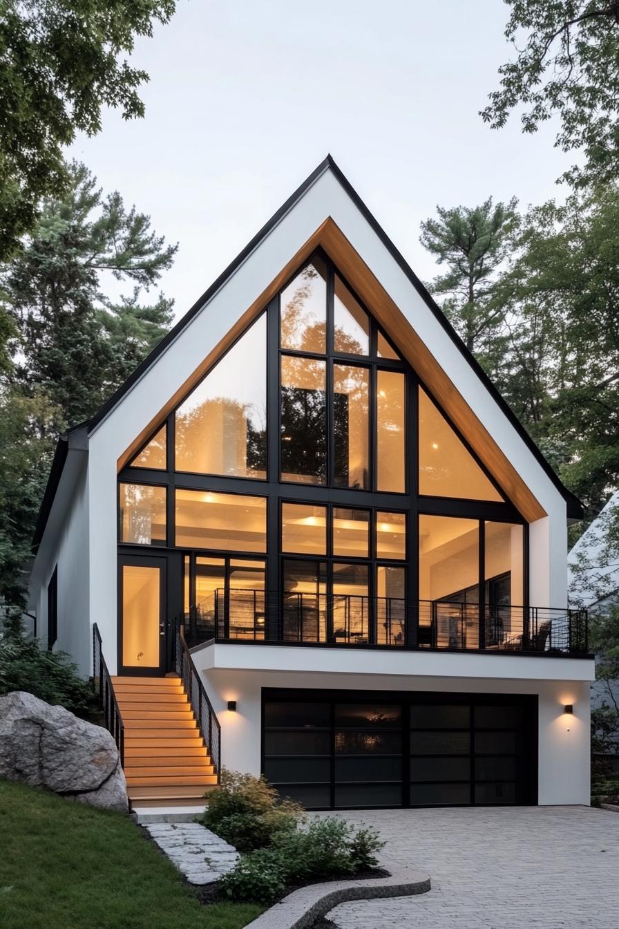 Stylish A-frame house with large windows