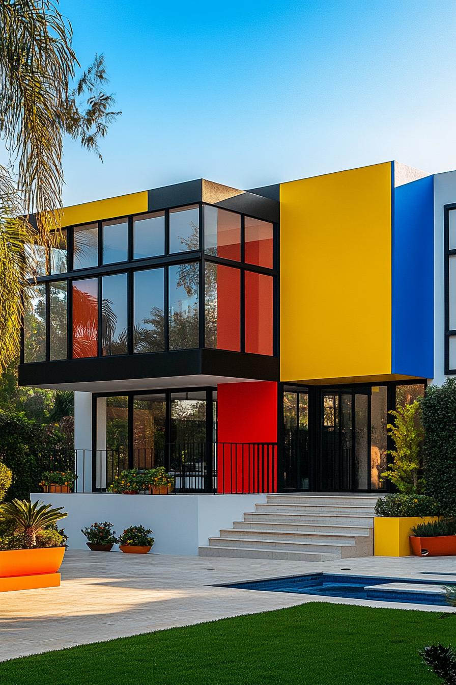 Colorful modern house with bold geometric design