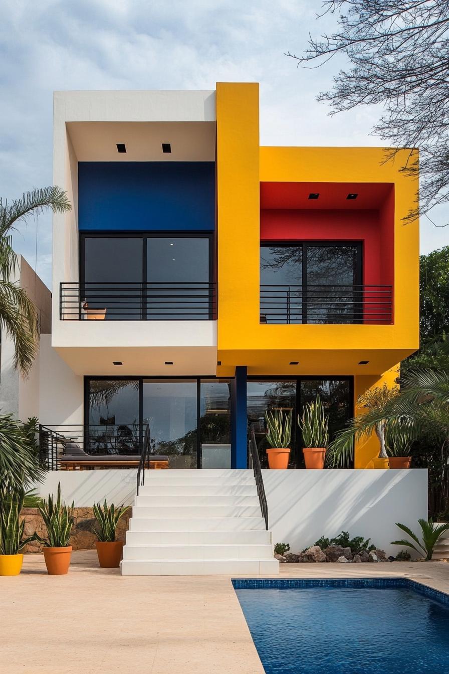 Bold geometric house with vibrant colors