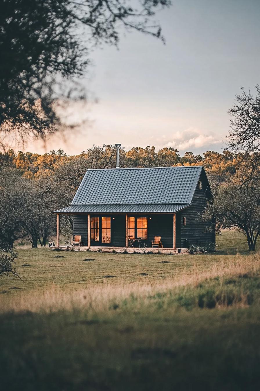 Cozy wooden cabin with a spacious porch