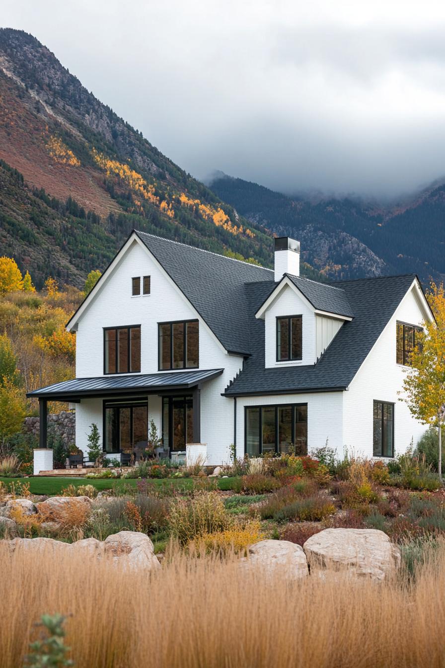 Charming house surrounded by colorful mountain landscape